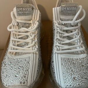 Steve Madden White Rhinestone Sneakers